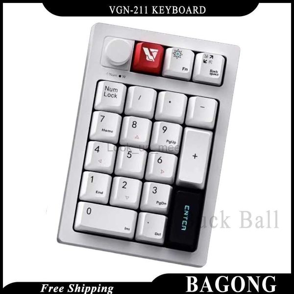 Vgn 211 21 Teclas Teclado Tri-Modo Inalámbrico Bluetooth 2.4g Con cable Intercambio en caliente Man Mini Teclado Accesorios para juegos para PC Regalo de oficina HKD230808