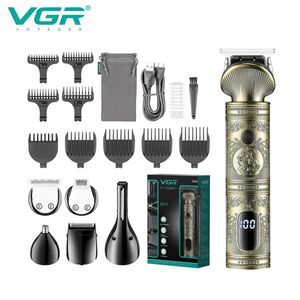VGR verzorgingsset tondeuse 6 in 1 tondeuse neustrimmer scheerapparaat lichaamstrimmer professioneel oplaadbaar metaal vintage V-106 240131