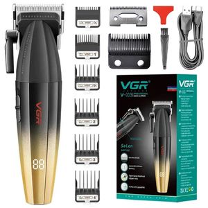 VGR Metal Professional 9000RPM Mens Hair Clipper 8W Rechargeable Hair Trimmer For Men Cordless Barber Electric Haircut Machine 240131