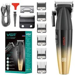 VGR-cortadora de pelo profesional de Metal para hombre, máquina de corte de pelo inalámbrica, recortadora de barba eléctrica, barbería, recargable, 240115