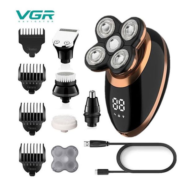 VGR rasoir 5 en 1 rasoir électrique flottant USB Rechargeable lavable rasoir pour hommes appareils de soins personnels rasoir électrique V-275K