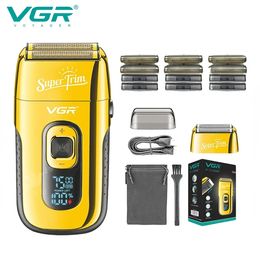 VGR Shaver Electric Razor Professional Beard Trimmer Recuation Shaving Machine Razors Digital Display for Men V332 240423