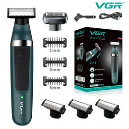 VGR rasoir rasoir étanche tondeuse à barbe rechargeable machine de rasage portable lames double face machine de rasage pour hommes V-393 240313