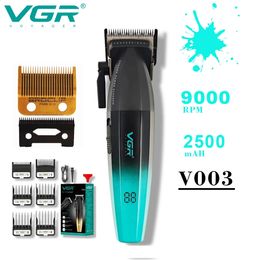 VGR V003 Professionele kapper 9000rpm 5V Motor Elektrische duw haarklipperoliekop gradiënt 2500 mAh Li-ion batterij Trimmer gereedschap 240412