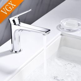 VGX Salle de salle de bain robinet bassin mélangeur Gourmet Faucet d'eau Tap chaud à chaud Tapware chromé chrome noir