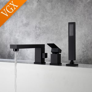 Robinet de baignoire carré VGX Salle de bain avec douche à main le mélange de bain à poignée unique