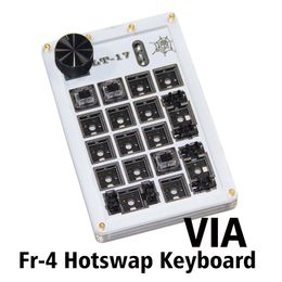 VIA New 17Key White Fr-4 Plate Hot swappable Slot RGB Retroiluminación Macropad Knob Standard Numpad Programable Game Keypad Macro