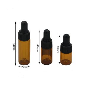 Flacon 2 ml 3 ml 5 ml Mini Amber Fles Dropper Sample Container Essentiële Olie Parfum Tiny Draagbare Flessen nnd