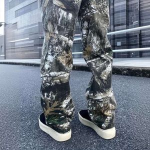 Vibe Style American High Street Leaf Camouflage Pantalon tactique fonctionnel, pantalon de travail lâche et polyvalent, lavé et usé pour hommes