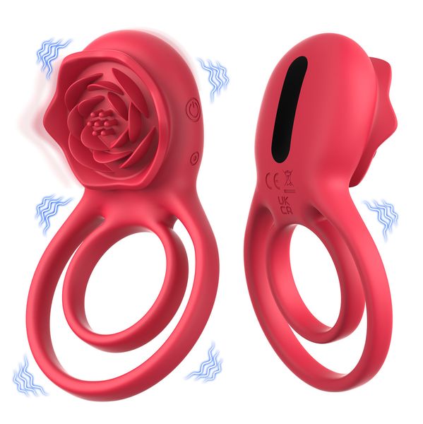 Anneau pénien vibrant avec stimulateur clitoridien rose, vibromasseur pour anneau de pénis de plaisir, jouets sexuels pour adultes pour hommes et femmes, jouet sexuel pour couple masculin à 7 vibrations