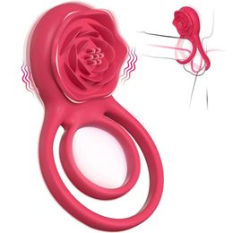 Trillende pikring met rozeclitorale stimulator mannelijke penis vibrator vertraagde ejaculatiekoppels volwassen seksspeeltjes voor mannen 240412