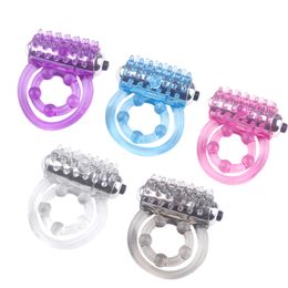 Trillende cockrings dubbele ringen rekbare vertraging erectie siliconen penis ring seks speelgoed voor mannenpaar