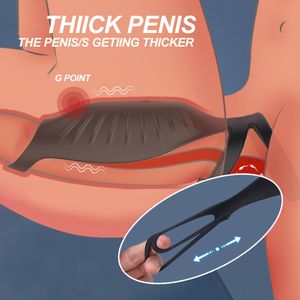 Vibrador de doble penetración, funda para pene, juguetes sexys para parejas, anillos con correa, retardante de eyaculación, agrandamiento de la vagina