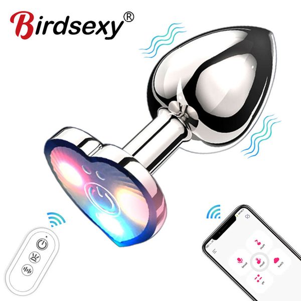 Vibrante luminoso enchufe de tapón anal, operación remota de teléfono móvil, placer adulto, juguetes para mujeres adultas, vibradores sexy juguetes