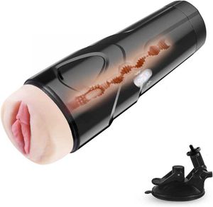 Masturbateur masculin vibrant, jouet sexuel pour adulte avec Base d'aspiration solide pour un jeu mains libres, chatte vaginale de poche 3D, 10 Vibrations