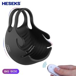 Vibrant Pénis Masseur Mâle Chasteté Cock Ring Sex Toys pour Hommes Télécommande Sans Fil Testicule Vibrateur Masturbateur Pour Hommes 240106