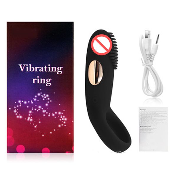 Anillo vibratorio para pene, Juguetes sexuales para hombres, pareja, vibrador tipo bala, anillo para pene, estimulador de clítoris, retardante de eyaculación, 12 velocidades, morado y negro