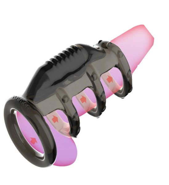 Anneau vibrant pour allonger l'éjaculation masculine pénis cockrings strapon gode Gspot stimulateur pénis extender6292211