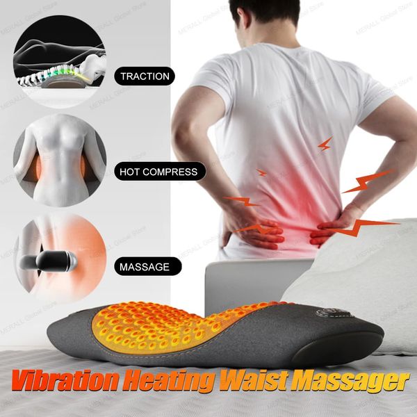 Vibration chauffage taille masseur oreiller lit Protection du sommeil Massage électrique couché soutien de la douleur à plat 231226