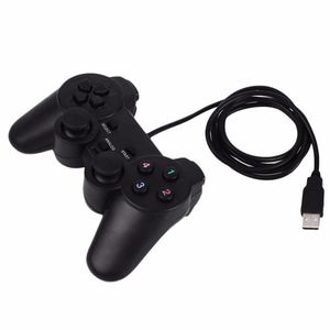 Controlador USB con cable de vibración Gamepad Joypad para WinXP / Win7 / Win8 / Win10 para computadora computadora portátil negro juego Joystick Free Ship