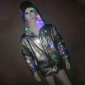 Vibrato Bulingbuling Luminous Shell LED Lumineux Flash Casual Manteau Tiktok 211207