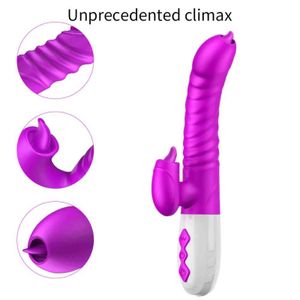 NXYVibrator Gode vibrant à double langue avec vibrateurs rotatifs télescopiques pour femme Stimulateur de clitoris vaginal anal Adulte sucer des jouets sexuels 1123