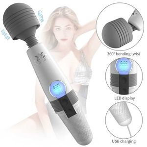 vibrateur LCD Display Shaker Stick Femmes Silencieux Super Forte Vibration Silicone Plug in Produit Amusant 231129