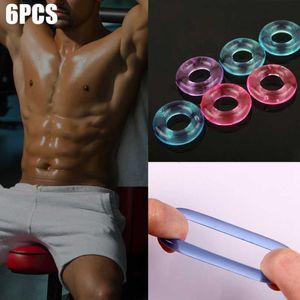 Vibrateur Sex Toy 6 pièces hommes anneaux de coq ensembles pour hommes pénis Silicone gelée anneau pénis durable couleur aléatoire produits VWDL DJ6S