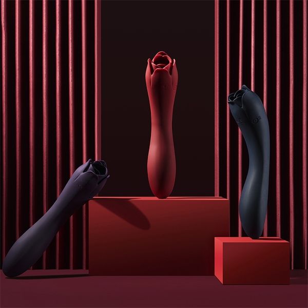 Vibrador Juguete sexual Masajeador Doble cabeza Coño Rojo Lamiendo Adulto Púrpura Clítoris Flor Lengua Señoras Varita En forma de clítoris Chupando juguetes Mujeres X93H