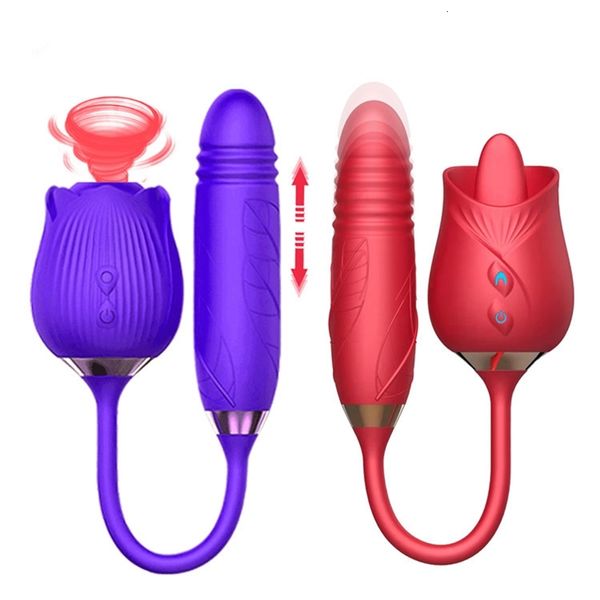 Vibromasseur Sex Toy Masseur Rouge Jaune Noir Rose Forme 2 en 1 en forme de langue de vibration étendue Sucer le clitoridien Oeuf vibrant pour femme TTJ0