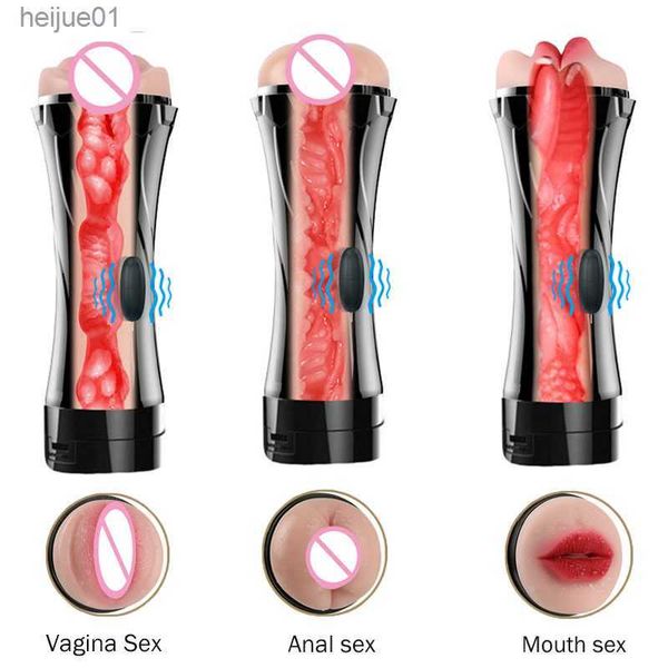 Vibrador Juguetes sexuales para hombres Coño de bolsillo Vagina artificial Masturbación Boca Máquina de sexo anal vaginal Masturbador masculino Sex Shop L230518