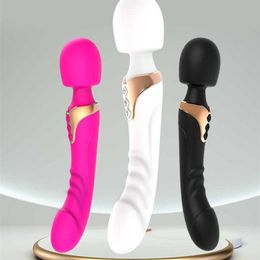Vibrador juguetes sexuales para mujeres 10 modos de cabeza única juguetes sexuales para mujeres nuevo silicona Shock Av Stick aparato de masturbación masaje suave