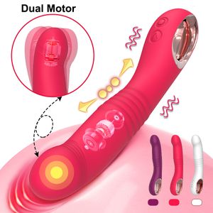 Vibromasseur télescopique 10 modes pour femmes Moteur à grande vitesse G Spot Climax Gode Vibrant Masturbateur Femme Adult Sex Toy Femme 230714