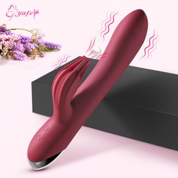 Vibrators 10 snelheden G Spot krachtig dildo konijn voor vrouwen clitoris stimulatie massage volwassen seksspeeltjes USB oplaadbaar 230307