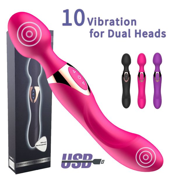 Vibrateurs 10 vitesses vibrateurs puissants pour les femmes magiques double moteurs baguette masseur de corps jouets sexuels pour femmes G Spot jouets pour adultes 230410
