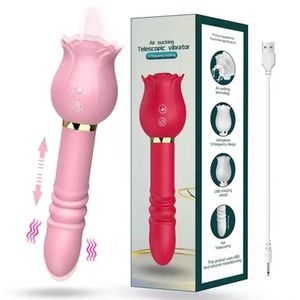 Vibrators 12 Frequentie Vrouwen Sucker Staart Uitbreiding Dubbele Stimulatie Volwassen Speelgoed met Zuigen G-spot Dildo Vibrator Rose Sex 230904