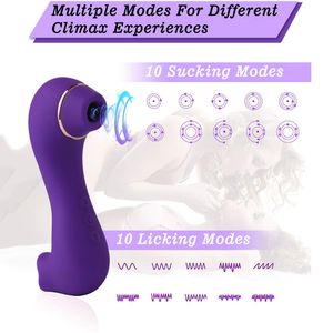 Vibromasseurs 2 en 1 Sucer le clitoris Lécher le point G Vibromasseur Double mamelon Stimulateur de langue Masseur de sein vaginal Jouets sexuels oraux pour femmes 230327