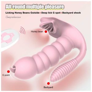 Vibrateurs 3 en 1 lécher sucer vibrateur érotique 10 modes vibrant Anal vagin Clitoris stimulateur portable langue orale jouets sexuels pour les femmes