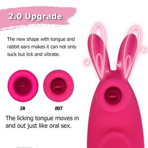 Vibrators 3-in-1 zuigende likken konijn vibrerend g-spot clit zuigen vibrator tepel stimulatie tong massager seks speelgoed voor vrouwen paar 230327