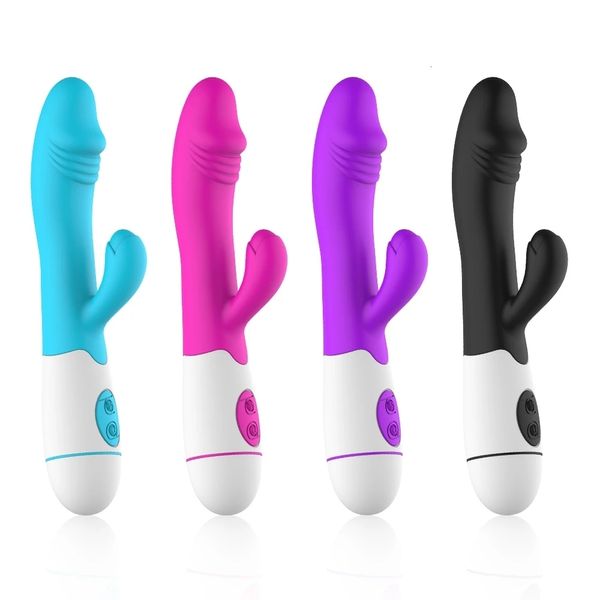 Vibrateurs 30 vitesses rechargeables de poche en silicone adulte clitoris clitoridien jouet sexuel G Spot double moteur vibrateur de lapin pour femmes femelle 230923