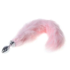 Vibradores 35 cm Romance Adulto Amor Producto Pink Fox Tail Butt Metal Plug Anal Sex Toy 231204