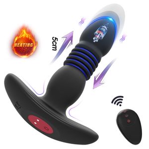 Vibrators 35 cm Telescopische anale prostaat Massager Buttplug vertraging Ejaculatie Penisring Masturbator Seksspeeltjes voor mannen 230307