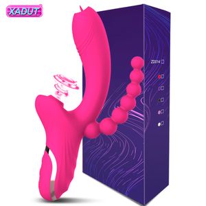 Vibrators 3in1 Clit zuignap Dildo vibrator voor vrouwen Clitoris Gspot tong likken vacuüm stimulator volwassen speelgoed 230719