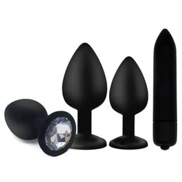 Vibrateurs 4pcsset Silicone Plug Anal Bijoux Gode Vibrateur Sex Toys pour Femme Prostate Masseur Bullet Butt Hommes Gay 231124