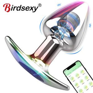 Vibrateurs App Vbrator Dildo Butt Plug Sex Toy pour femme Men de la prostate Masseur à distance en acier inoxydable anal Adult 230811