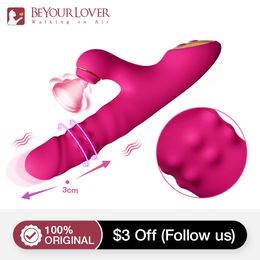 Vibradores BeYoulover 360 ° Rotación Succión Empuje Conejo Vibrador Automático Telescópico Punto G Estimulador de clítoris Juguetes sexuales femeninos Adulto 230718