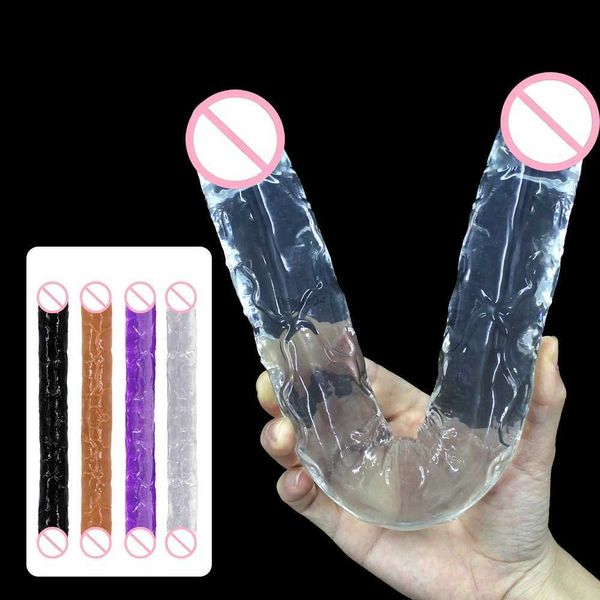 Vibromasseur Big Réaliste Silicone Gode Vagin Anal Double Extrémité Dong Pénis G-spot Simulation Soft Jelly Gode Sex Toys Pour Femmes Lesbiennes