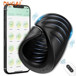 Vibradores Bluetooth Masturbador masculino Entrenamiento del pene Vibrador APLICACIÓN Control remoto Retardo Anillo de gallo Glans Trainer Juguetes sexuales para hombres Adultos18 231115