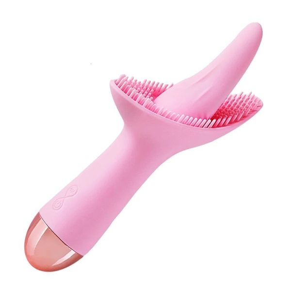 Vibrateurs Clitoris vibrateur Cunnilingus stimulateur pour femme bâtons de Massage langue douce léchage mamelon masturbateur Oral Sex Toy pour femmes 230413