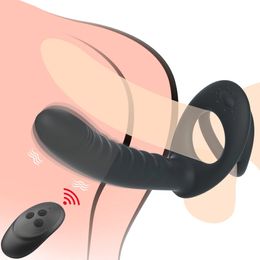 Vibradores Banda de doble penetración en vibrador anal adecuado para parejas Dildo vibrador Anus plug G-spot vibrador mujer adulta Juguete sexual 230712